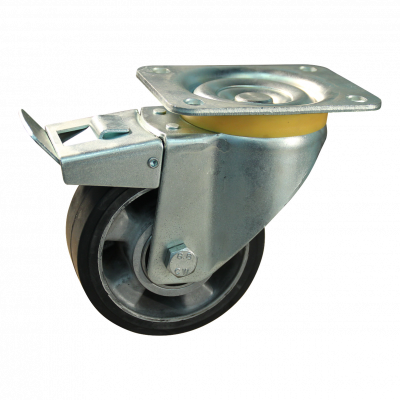 swivel castor with brake 125mm series 10 ᠆ 16 Plate mounting ball bearing