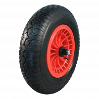 PU tire + wheel 4.00x8 block + 2.50Ax8 roller bearing Ø20 NL75mm 125,0 plastic red