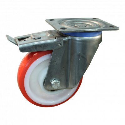 swivel castor with brake 150mm series 27 - 35 Plate mounting Stainless steel ball bearing