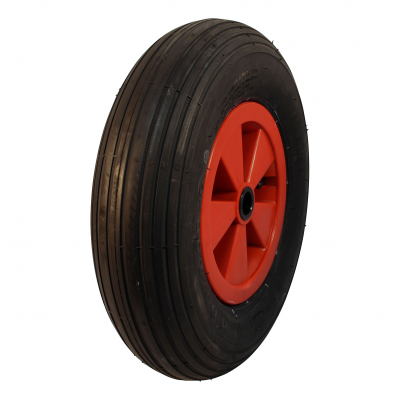 air tire + wheel 4.80/4.00-8 S-2301 + 2.50Ax8 plain bore Ø20 NL88mm plastic red traffic red RAL 3020
