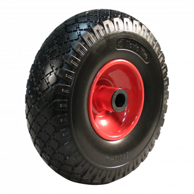 PU tire + wheel 3.00x4 block + 2.10X4 roller bearing Ø20 NL75mm steel red carmine red RAL 3002