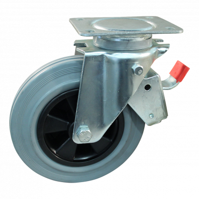 roulette pivotante avec frein 200mm serie 11 ᠆ 14 Fixation platine palier lisse
