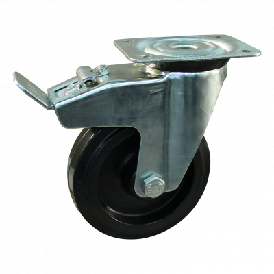 swivel castor with brake 100mm series 07 ᠆ 91 Plate mounting roller bearing