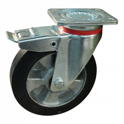 swivel castor with brake 200mm series 10 ᠆ 17 Plate mounting ball bearing