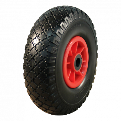 PU tire + wheel 3.00x4 block + 2.10X4 roller bearing Ø20 NL75mm plastic red carmine red RAL 3002