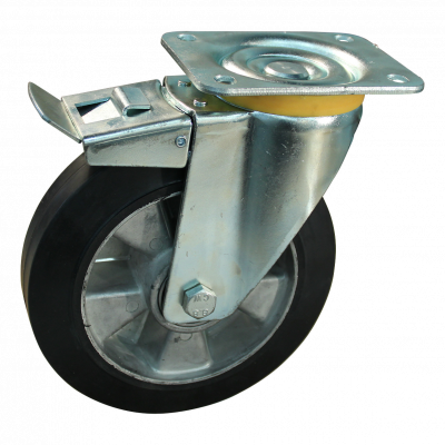 swivel castor with brake 200mm series 10 ᠆ 16 Plate mounting ball bearing
