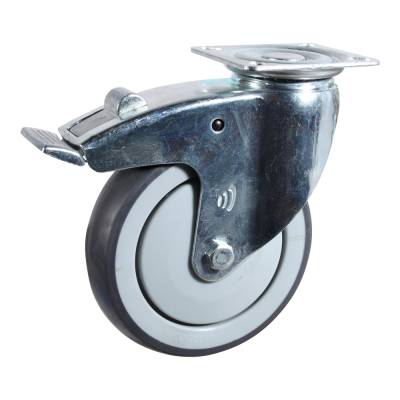 swivel castor with brake 125mm series 69-61 Plate mounting ball bearing