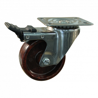swivel castor with brake 100mm serie 95 ᠆ 29 Plate mounting plain bore
