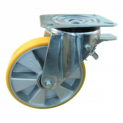 swivel castor with brake 250mm series 29 ᠆ 91 Plate mounting ball bearing