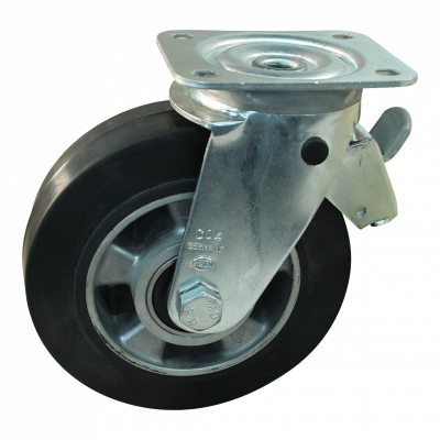roulette pivotante avec frein 160mm série 10 - 11 Fixation platine roulement à billes