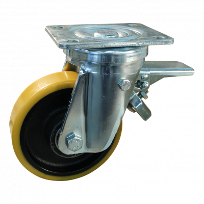 swivel castor with brake 125mm series 28 ᠆ 18 Plate mounting ball bearing