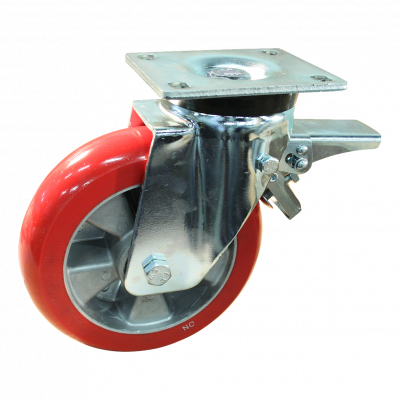 swivel castor with brake 200mm series 03 ᠆ 32 Plate mounting ball bearing
