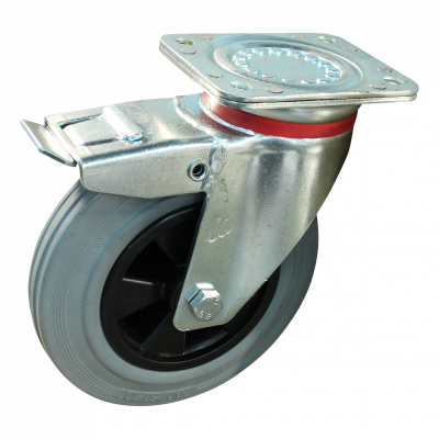 roulette pivotante avec frein 200mm serie 21 ᠆ 17 Fixation platine roulement à billes