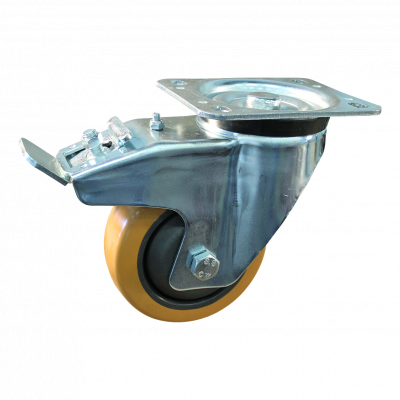 swivel castor with brake 125mm serie 21 ᠆ 91 Plate mounting ball bearing