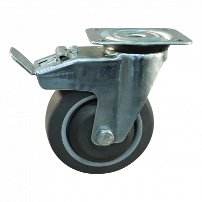swivel castor with brake 125mm serie 19 ᠆ 15 Plate mounting ball bearing
