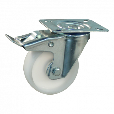swivel castor with brake 100mm series 34-13 Plate mounting roller bearing