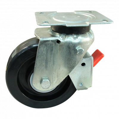 swivel castor with brake 125mm series 07 ᠆ 14 Plate mounting ball bearing