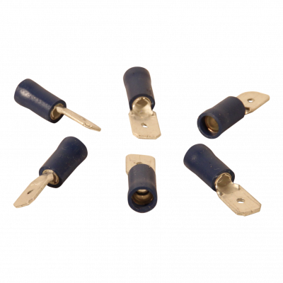 Flachsteckeranschluss für draht 1,5 – 2,5mm2 6,3x0,8,mm blau