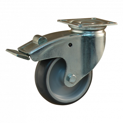 swivel castor with brake 100mm series 69-61 Plate mounting plain bore