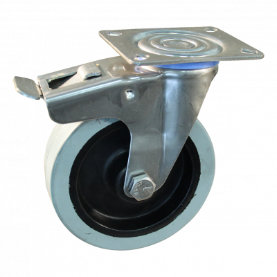 roulette pivotante avec frein 125mm série 14 ᠆ 30 Fixation platine Roulement à billes en inox