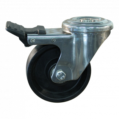 swivel castor with brake 100mm serie 75 ᠆ 09 Bolt hole ball bearing