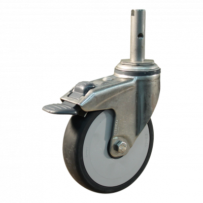 swivel castor with brake 125mm serie 66 - 38 Pin Stainless steel ball bearing