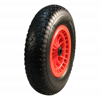 pneu en PU + roue 4.00x8 bloc + 2.50Ax8 palier lisse Ø20 NL75mm plastique Rouge rouge carmin RAL 3002