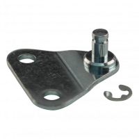 attachment plate with pin BB01/Z04 triangle 28x28x28x2.0mm. 2 holes Ø4.3mm by 18mm. Tap Ø4x4.5mm. Max 180N, with locking ring