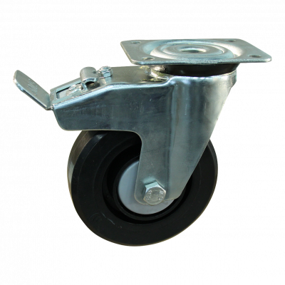 swivel castor with brake 100mm series 07 ᠆ 91 Plate mounting ball bearing