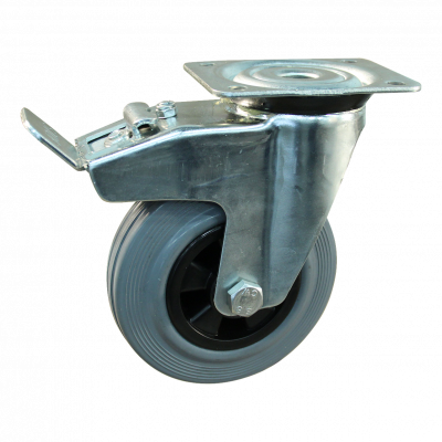 roulette pivotante avec frein 100mm serie 11 ᠆ 91 Fixation platine palier lisse