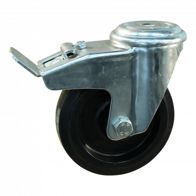 swivel castor with brake 100mm series 07 ᠆ 91 Bolt hole roller bearing