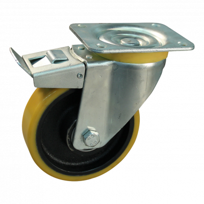 swivel castor with brake 125mm series 28 ᠆ 16 Plate mounting ball bearing