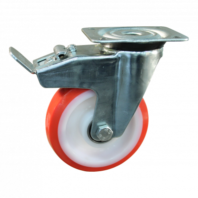 swivel castor with brake 150mm series 27 - 91 Plate mounting ball bearing