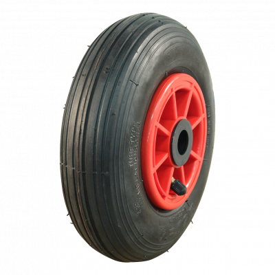 luchtband + wiel 2.50-4 V-5501 + 2.10x4 rollager Ø20 NL75mm kunststof rood verkeersrood RAL 3020