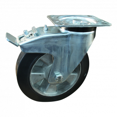 swivel castor with brake 180mm series 10 ᠆ 91 Plate mounting ball bearing