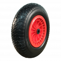 PU tire + wheel 4.00x8 block + 2.50Ax8 roller bearing Ø25 NL75mm plastic red carmine red RAL 3002