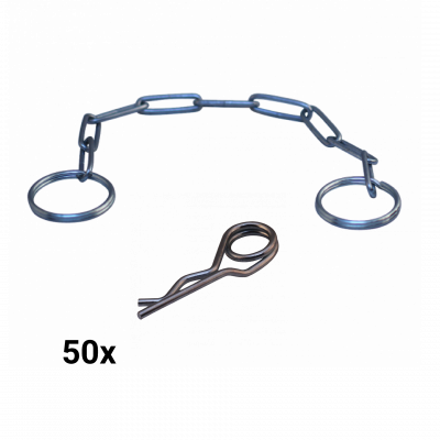safety chain 245mm spring steel, with 2 O-rings + grip-clip