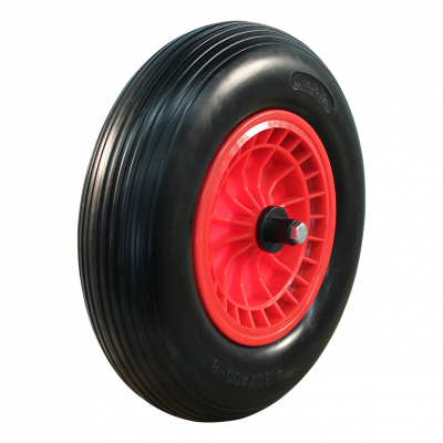 PU tire + wheel 4.00x8 line + 2.50Ax8 Ø20 NL75mm 130,0 plastic red
