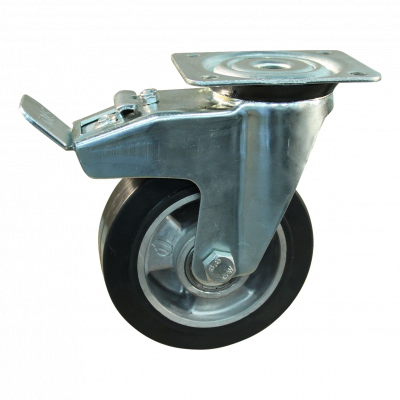 swivel castor with brake 100mm series 10 ᠆ 91 Plate mounting ball bearing