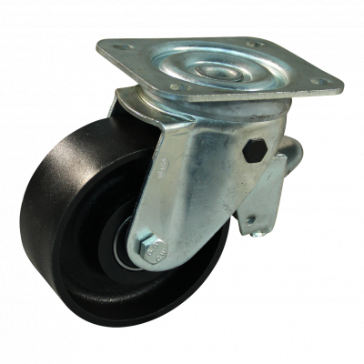 swivel castor with brake 100mm serie 45 ᠆ 11 Plate mounting ball bearing