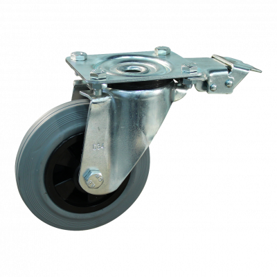 roulette pivotante 160mm serie 11 - 11 Montage sur plaque avec découpe pour verrouillage directionnel roulement à rouleaux