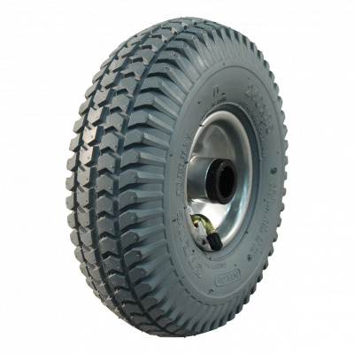 air tire + wheel 3.00-4 / 260x85 C-248 2.10x4H2 roller bearing Ø25 NL75mm steel grey white aluminum RAL 9006