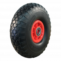 PU tire + wheel 4.00x4 block + 2.10X4 ball bearing Ø25 NL75mm plastic red carmine red RAL 3002