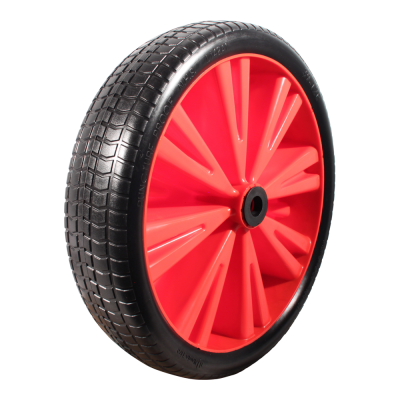 PU tire + wheel 4.00x8 block PU + 2.50Ax8 roller bearing Ø20 NL75mm plastic red