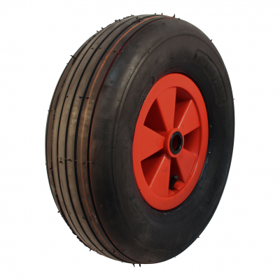 air tire + wheel 16x6.50-8 V-3503 + 2.50Ax8 roller bearing Ø20 NL88mm plastic red traffic red RAL 3020