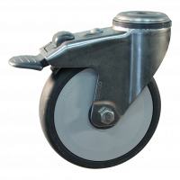 swivel castor with brake 125mm serie 66 ᠆ 38 Bolt hole Stainless steel ball bearing