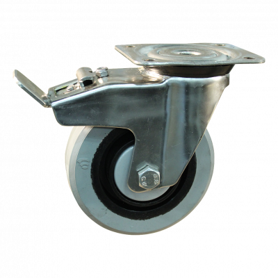 roulette pivotante avec frein 100mm série 14 ᠆ 31 Fixation platine Roulement à billes en inox