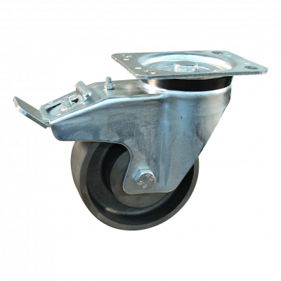 roulette pivotante avec frein 130mm serie 45 ᠆ 91 Fixation platine palier lisse