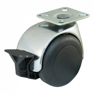 swivel castor with brake 50mm series 65 - 67 Plate mounting plain bore