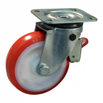swivel castor with brake 125mm series 27 ᠆ 11 Plate mounting roller bearing